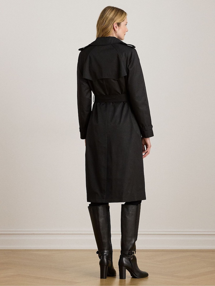Lauren Ralph Lauren Black Double Breasted Belted Trench Coat - Image 2 of 4 Lauren Ralph Lauren Black Double Breasted Belted Trench Coat - Image 2 of 4
