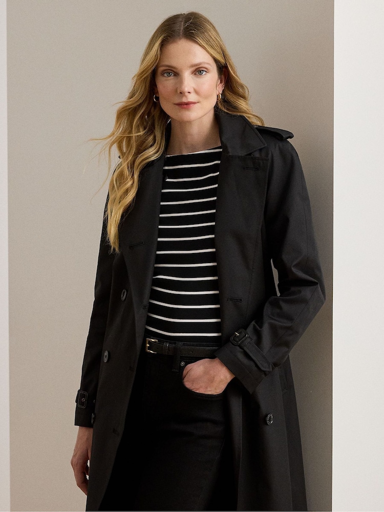 Buy Lauren Ralph Lauren Black Double Breasted Belted Trench Coat