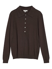 Albaray Fine Knit Brown Polo Top - Image 5 of 5
