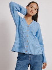 Albaray Blue Cable Peplum Cardigan - Image 1 of 4
