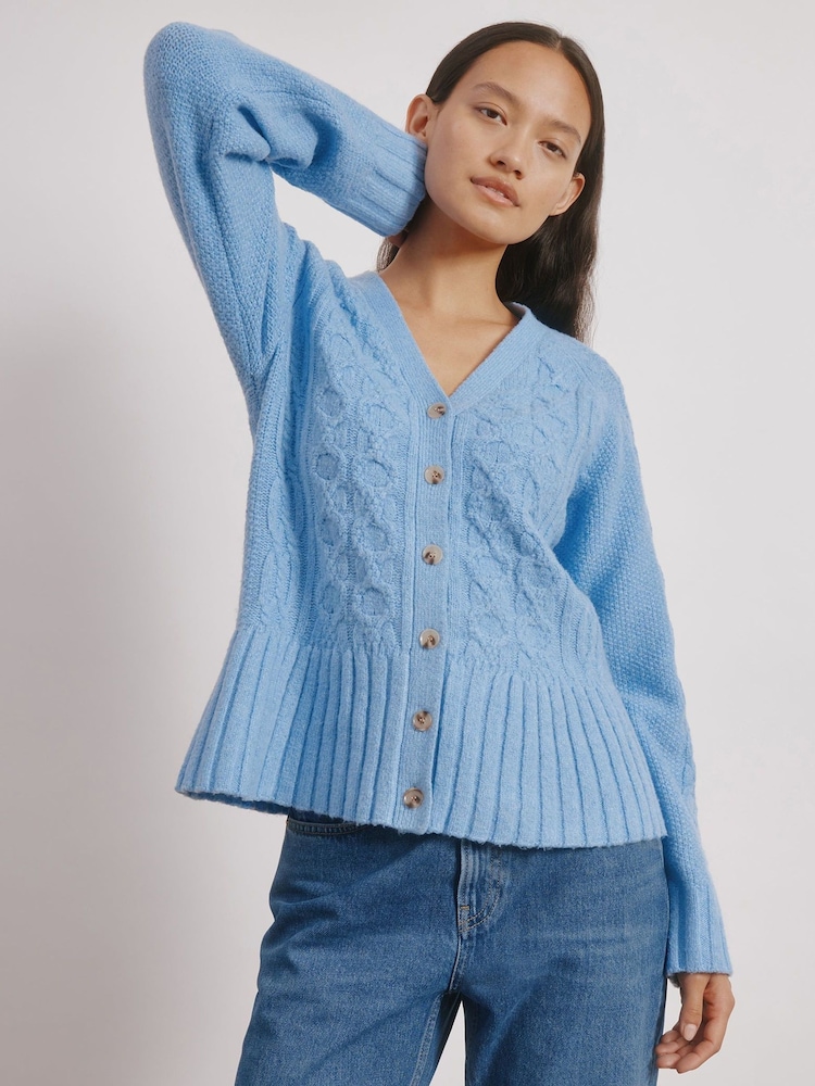 Albaray Blue Cable Peplum Cardigan - Image 1 of 4