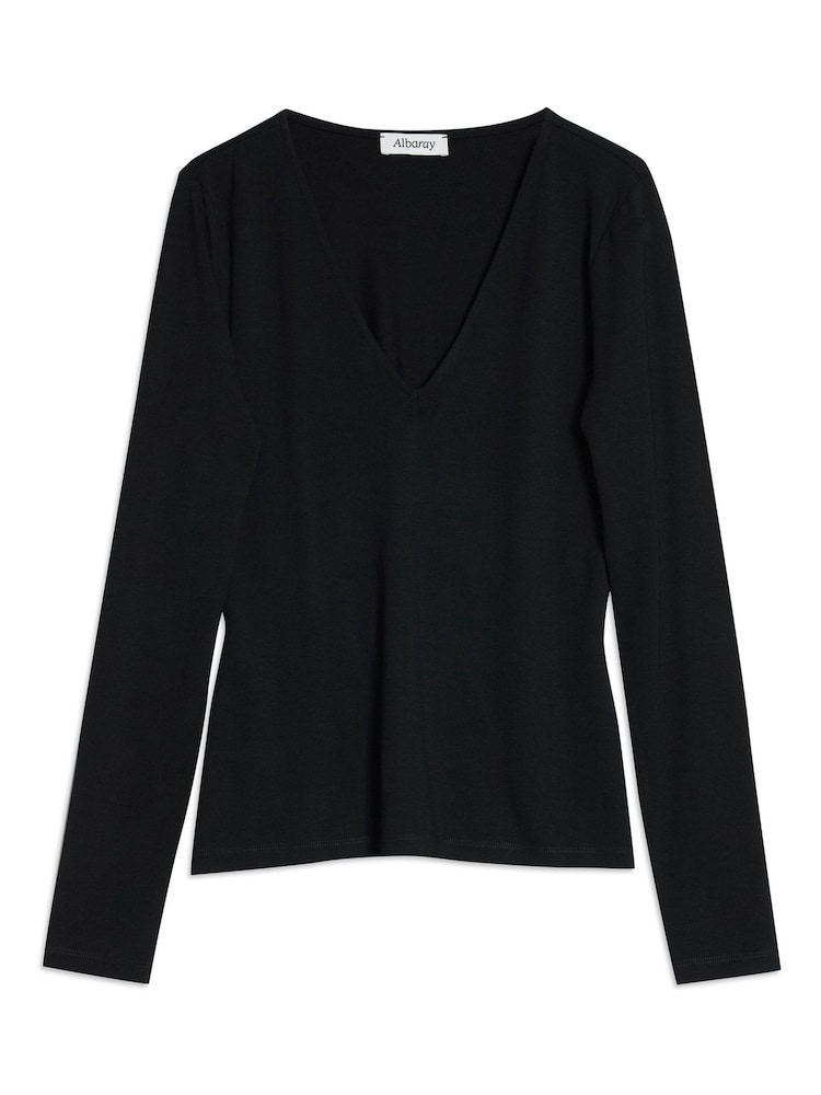 Albaray Black Deep V-Neck Top - Image 4 of 4