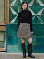 Albaray Houndstooth Short Pleated Brown Skirt - Image 1 of 4