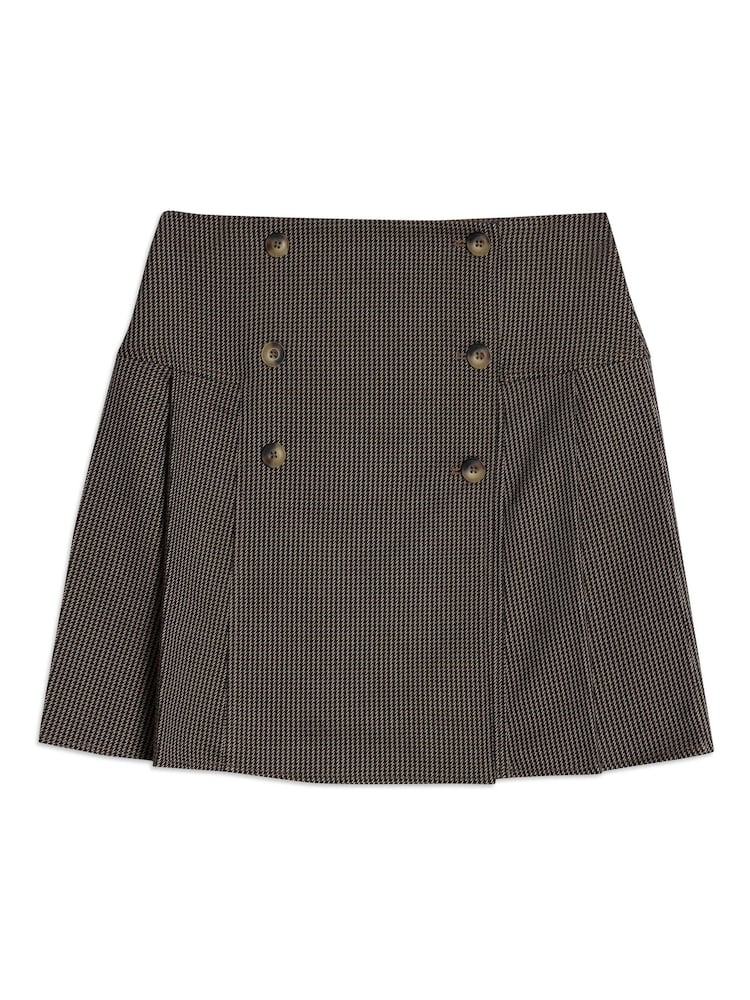 Albaray Houndstooth Short Pleated Brown Skirt - Image 4 of 4