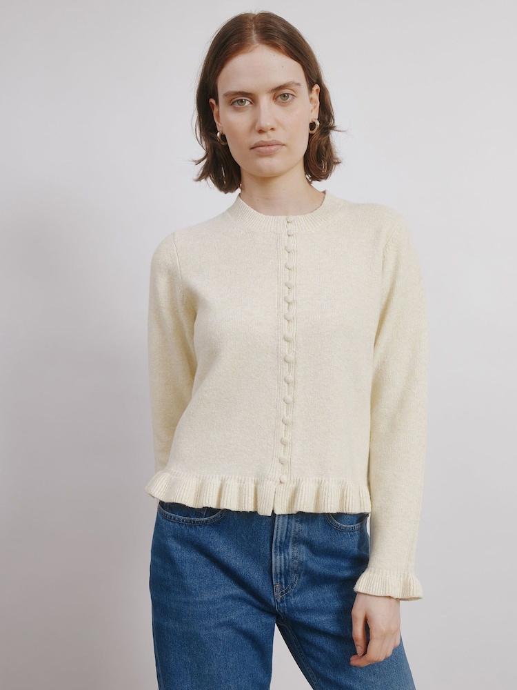 Albaray Cream Frill Multi Button Cardigan - Image 1 of 3 Albaray Cream Frill Multi Button Cardigan - Image 1 of 3