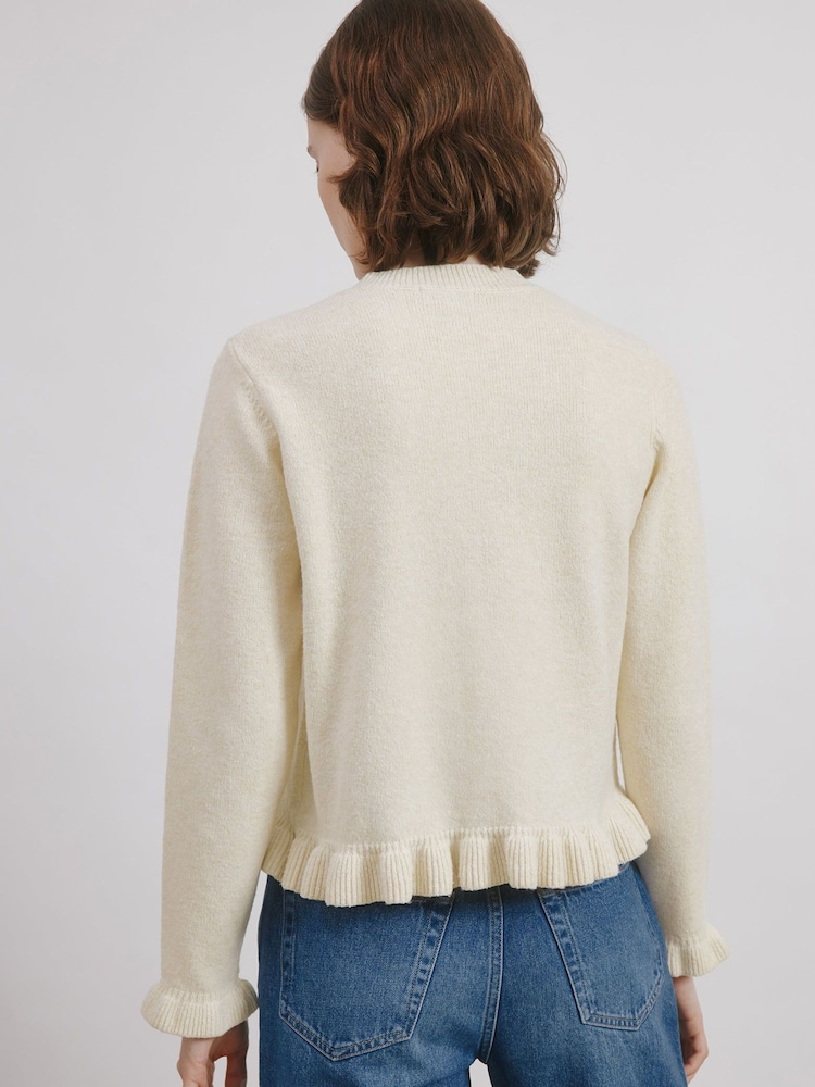 Albaray Cream Frill Multi Button Cardigan - Image 2 of 3 Albaray Cream Frill Multi Button Cardigan - Image 2 of 3