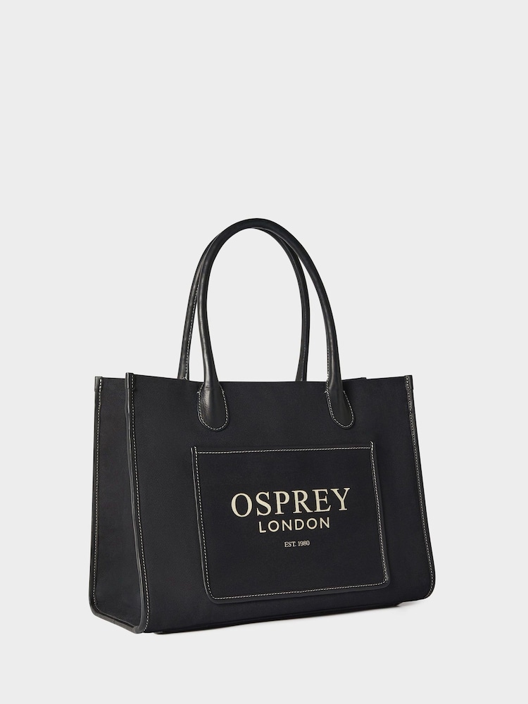 Osprey London The Gaddesden Canvas Black Tote Bag - Image 1 of 5