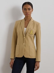 Lauren Ralph Lauren Anfisa Crest Logo Blazer Brown Jacket - Image 1 of 9