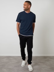Threadbare Blue Mock Layer Crew Neck Popcorn Textured T-Shirt - Image 4 of 4