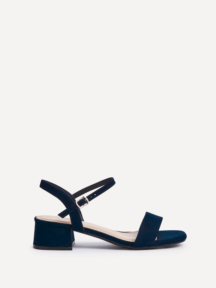 Linzi Blue Wide Fit Carlie Low Chunky Block Heeled Sandals - Image 2 of 5 Linzi Blue Wide Fit Carlie Low Chunky Block Heeled Sandals - Image 2 of 5