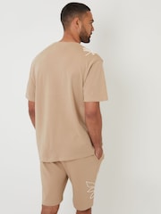 Threadbare Natural Relaxed Fit Cord Leaf Print T-Shirt - Image 2 of 4