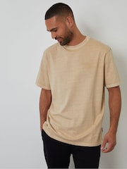 Threadbare Brown Relaxed Fit Garment Dye Graphic Print T-Shirt - Image 1 of 4