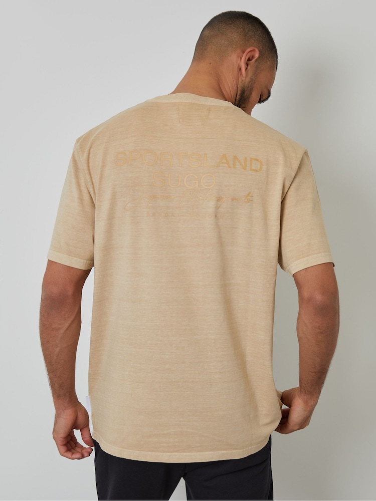 Threadbare Brown Relaxed Fit Garment Dye Graphic Print T-Shirt - Image 2 of 4