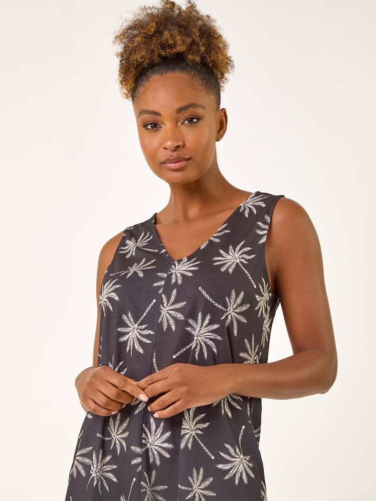 Roman Black Palm Tree V-Neck Vest Top - Image 2 of 5