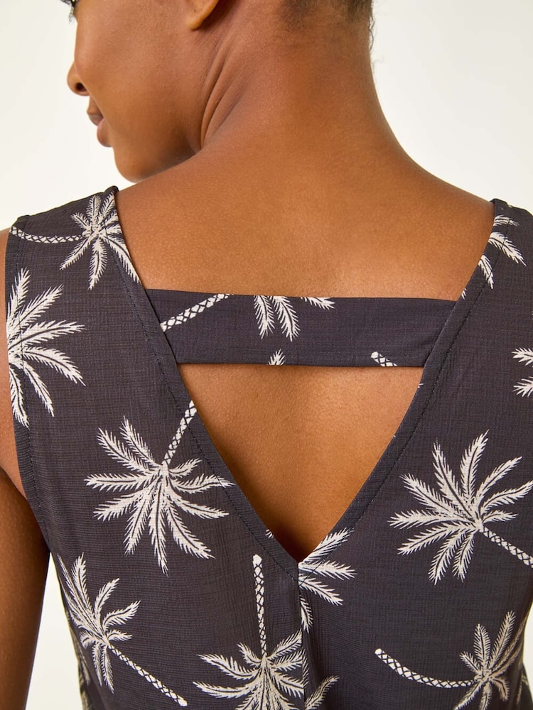 Roman Black Palm Tree V-Neck Vest Top - Image 5 of 5