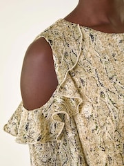 Blusa Roman com estampa de cobra e babados nos ombros - Imagem 5 de 5