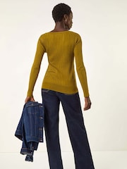 Roman Green Square Neck Ribbed Knit Jumper - Image 4 of 5