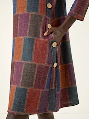 Roman Red Patchwork Button Swing Dress - Image 5 of 5