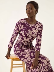 Vestido midi elástico com estampa floral Roman Shadow - Imagem 1 de 5