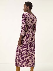 Vestido midi elástico com estampa floral Roman Shadow - Imagem 3 de 5