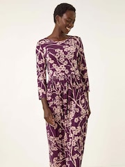 Vestido midi elástico com estampa floral Roman Shadow - Imagem 4 de 5