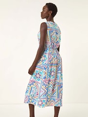 Vestido midi com estampa de gravata Roman Tie e laço frontal - Imagem 3 de 5