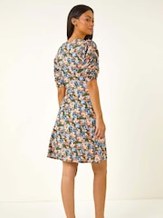 Vestido com estampa Roman Floral Print e franzido frontal - Imagem 3 de 5