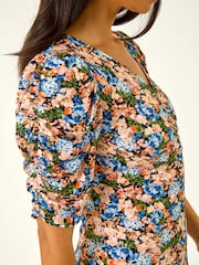Vestido com estampa Roman Floral Print e franzido frontal - Imagem 5 de 5