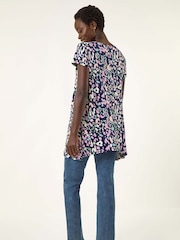 Blusa túnica com estampa de bolinhas romanas e bainha de lenço - Imagem 3 de 5