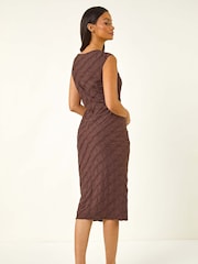 Roman Brown Textured Bodycon Midi Dress - Image 3 of 5