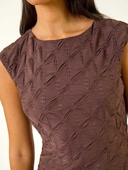 Roman Brown Textured Bodycon Midi Dress - Image 5 of 5