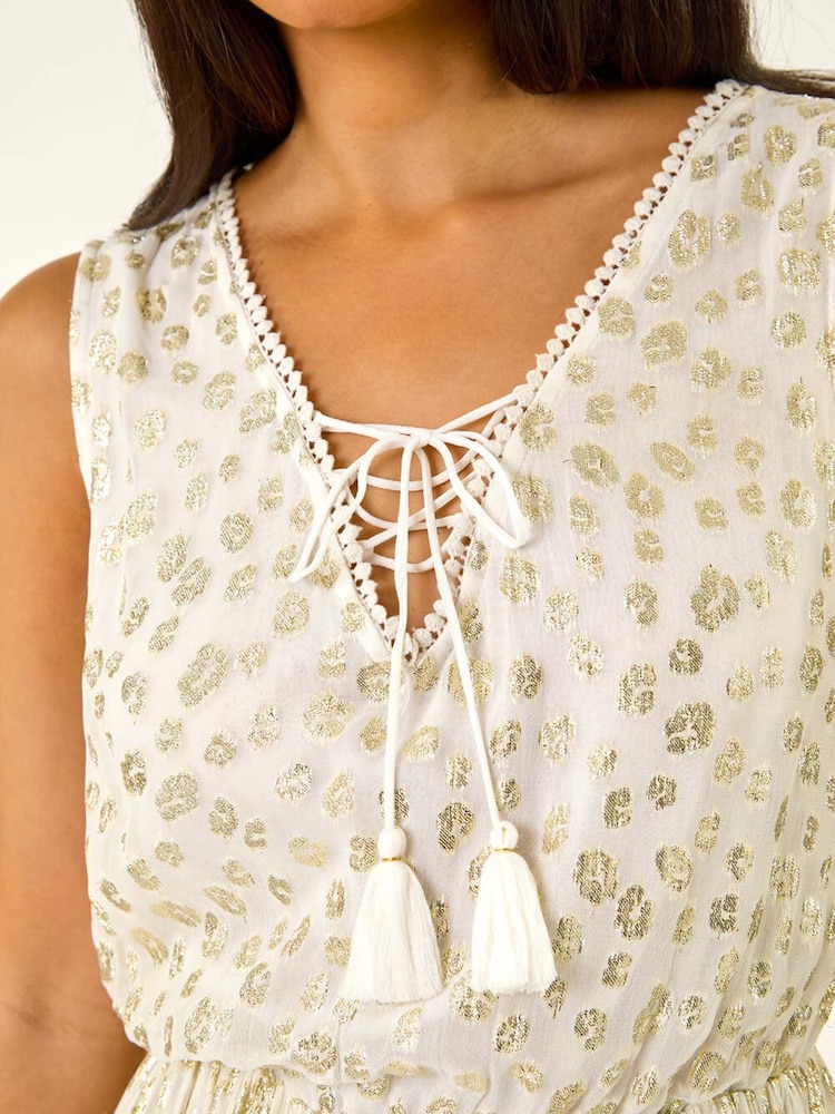 Roman White Leopard Print Foil Dress - Image 5 of 5