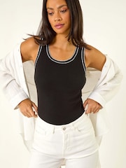 Roman White High Waisted Denim Stretch Shorts - Image 2 of 5
