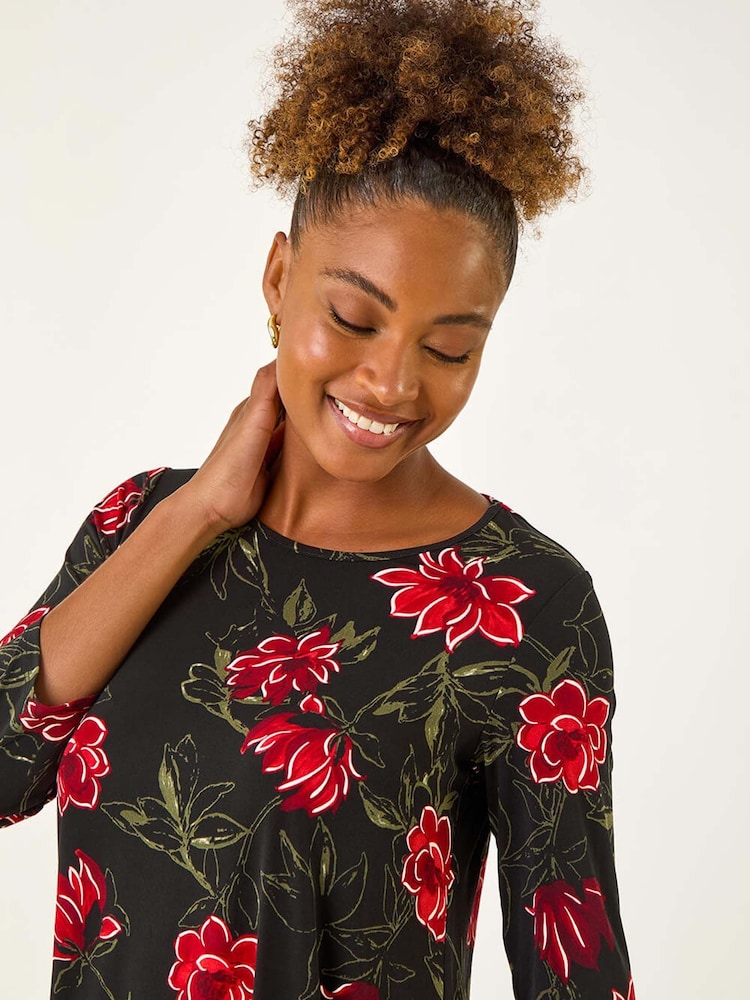 Roman Floral Puff Print Tunic Top - Imagem 2 de 5