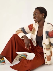 Roman Brown Crinkle Texture Tie Front Trousers - Image 1 of 5