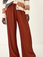 Roman Brown Crinkle Texture Tie Front Trousers - Image 4 of 5