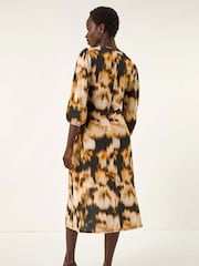 Roman Brown Abstract Twist Front Midi Dress - Image 3 of 5