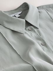 Grey Bomber Shirt with Drawstring Hem - Image 6 of 7