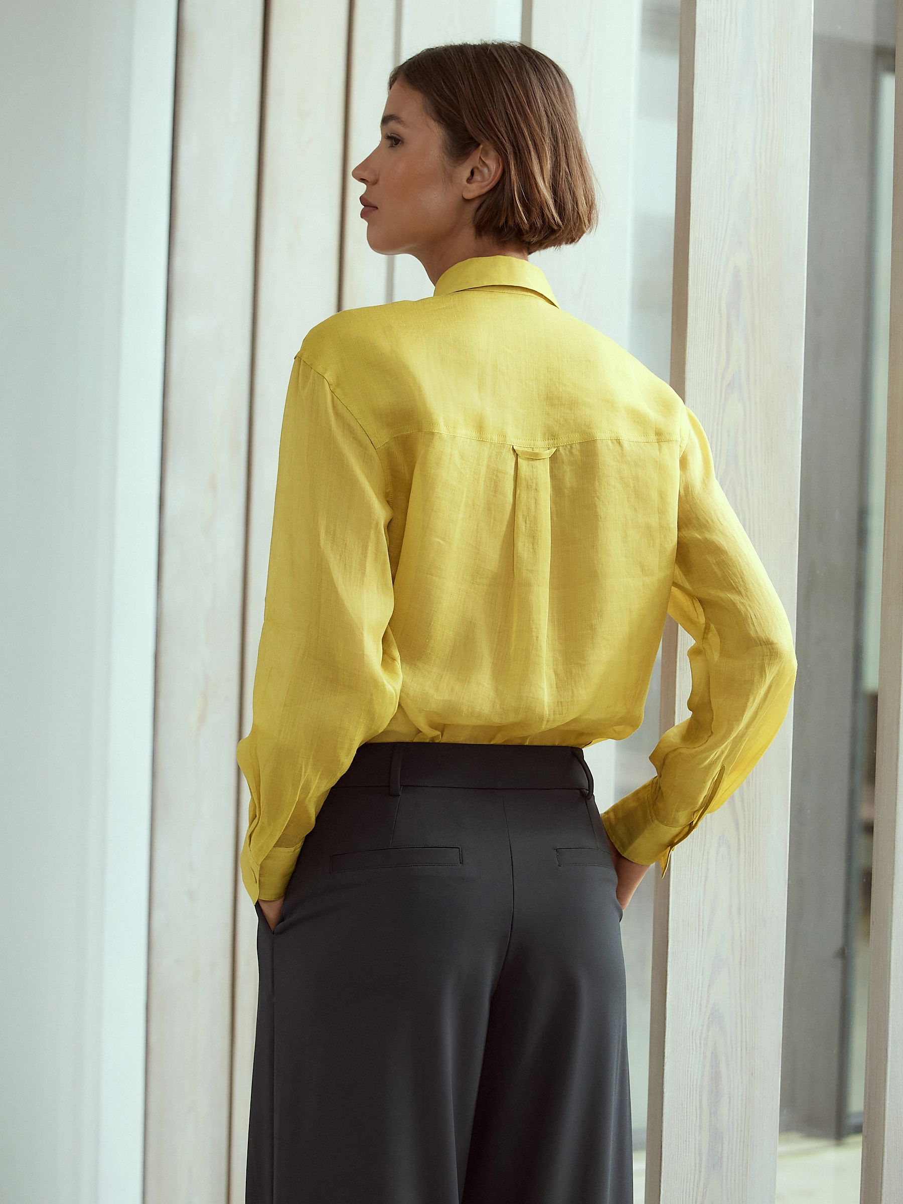 Buy Yellow N. Premium Sheer Utility Long Sleeve Shirt from Next Canada