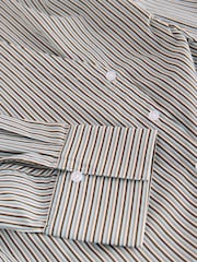 Blue/Brown Stripe Asymmetric Fitted Long Sleeve Shirt - Image 8 of 8