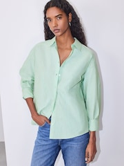 Mint Green/Orange Oversized Boyfriend Shirt - Image 4 of 8