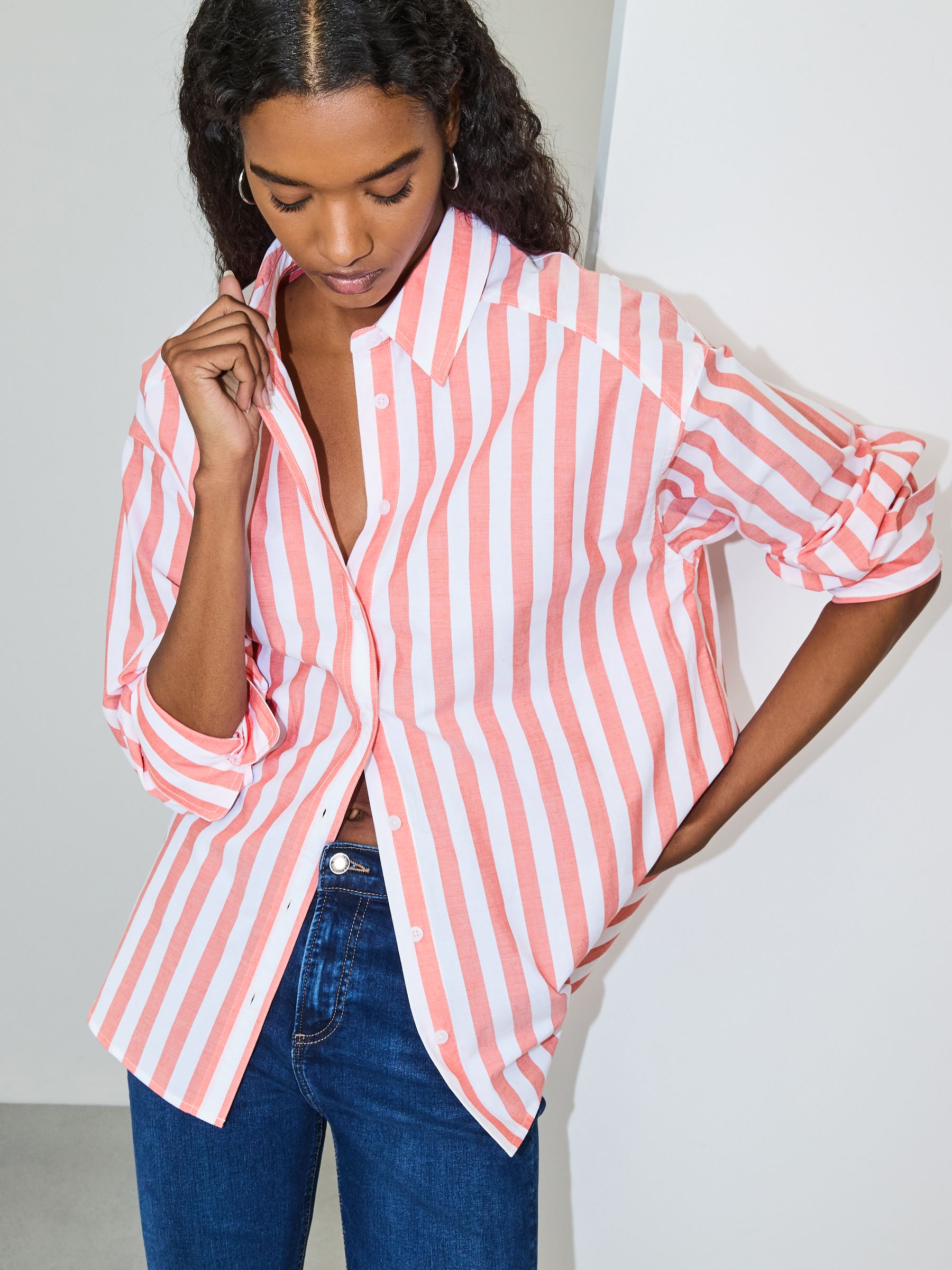 Buy Red/White Stripe Oversized Boyfriend Shirt from Next USA