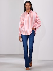 Red/White Stripe Oversized Boyfriend Shirt - Image 2 of 8