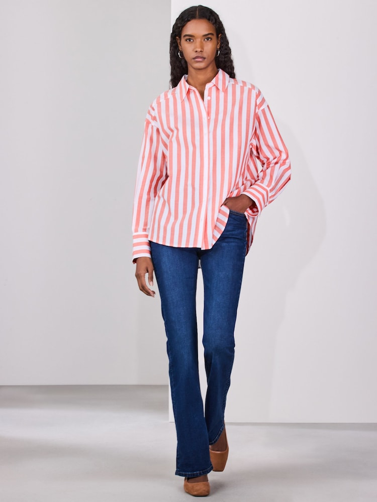Red/White Stripe Oversized Boyfriend Shirt - Image 2 of 8