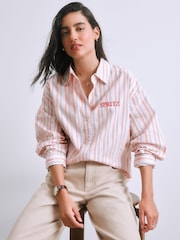 Betty Boop Print Pink Stripe Oversized Boyfriend Shirt - Image 1 of 5