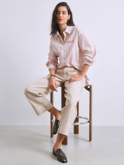 Betty Boop Print Pink Stripe Oversized Boyfriend Shirt - Image 2 of 5