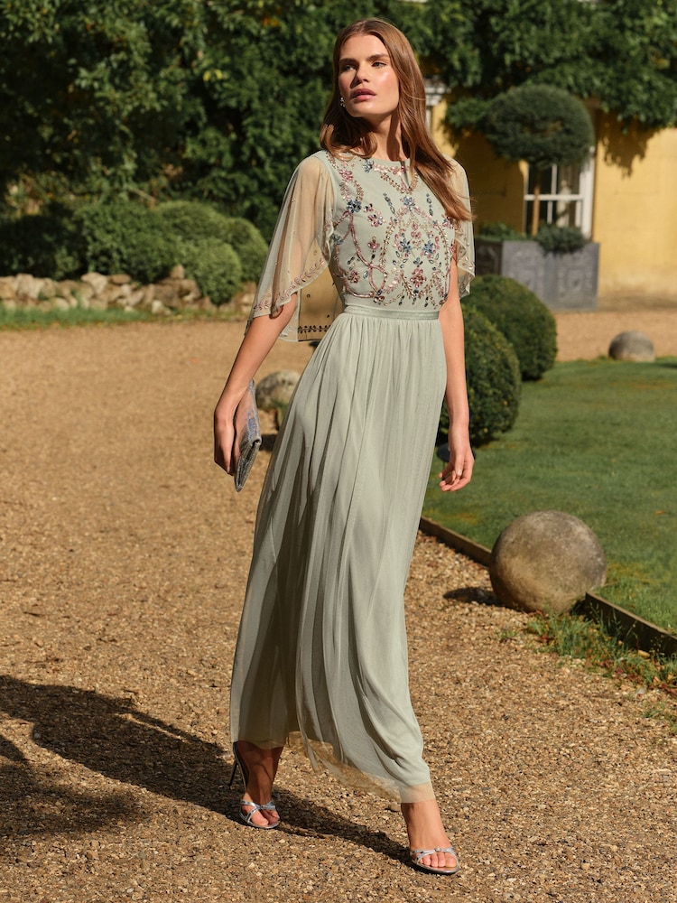 Love & Roses verziertes Maxikleid mit Cape - Bild 1 von 5