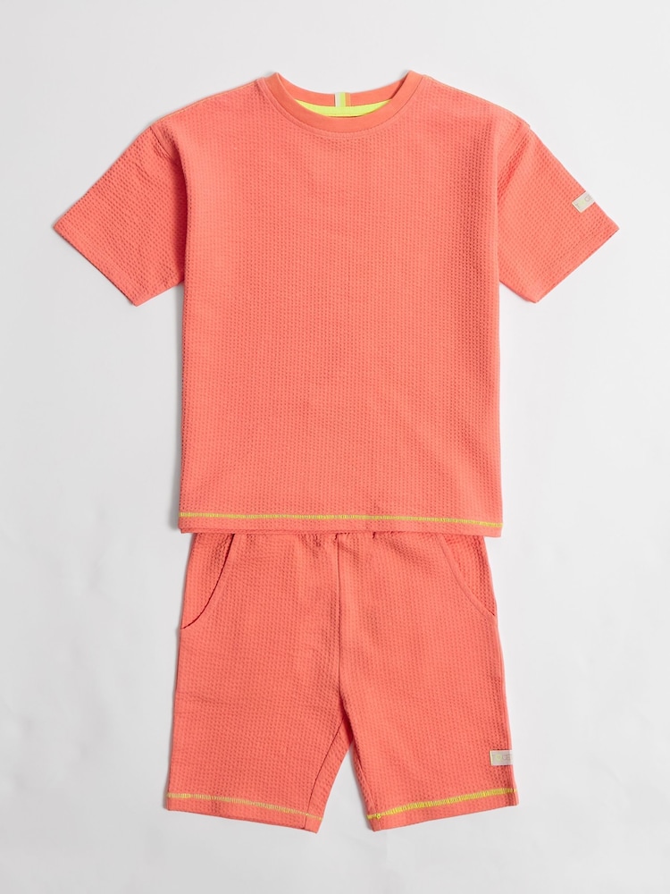 GEN Orange Seersucker Shorts and T-Shirt Set - Image 1 of 4
