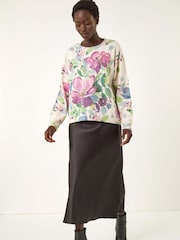 Roman White Floral Print Sequin Knit Jumper - Image 2 of 5