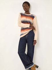 Roman White Fluffy Stripe Knit Jumper - Image 1 of 5